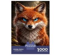 Adults 1000 Piece Jigsaw Puzzle Intense Fox Portrait with Blue Eyes Jigsaw for Adults Brain Teaser Game Staycation Kill Time Parent-child Interaction 52x38cm/1000pcs