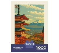Adults 1000 Piece Jigsaw Puzzle Japan Landscape with Pagoda And Mountain Jigsaw Puzzle Brain Teaser Game Presents for Women Difficult And Challenge 70x50cm/1000pcs
