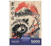 Adults 1000 Piece Jigsaw Puzzle Japan Nature Cute Raccoon Jigsaws for Adults Brain Teaser Game Difficult Hard Unique Gifts for Birthday And Christmas 52x38cm/1000pcs
