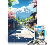 Adults 1000 Piece Jigsaw Puzzle Japanese Village with Mt. Fuji Lustige Spiele Geburtstagsgeschenk, Geschenke52x38cm