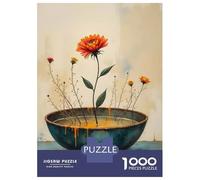 Adults 1000 Piece Jigsaw Puzzle Japanese Wabi Sabi Flowers in A Bowl Jigsaw Puzzle Brain Teaser Game Presents for Women Difficult And Challenge 70x50cm/1000pcs