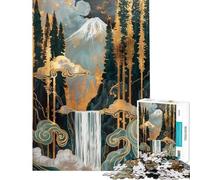 Adults 1000 Piece Jigsaw Puzzle Japanese Waterfall Mountain Kintsugi Scenery Jigsaws for Adults Fun Games Analysis And Logic Parent-child Interaction (Size 50x75cm)