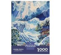 Adults 1000 Piece Jigsaw Puzzle Japanese Wave Art Print Puzzle for Adults Relax Games But Fun And Humorous Difficult And Challenge 52x38cm/1000pcs
