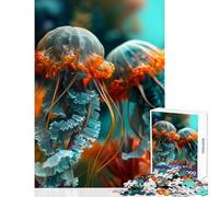 Adults 1000 Piece Jigsaw Puzzle Jellyfish Flowers Educational Toy Birthday Gift Impossible Game Improving Love between Couples Size 38x26cm