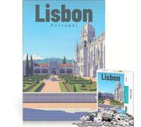 Adults 1000 Piece Jigsaw Puzzle Jeronimos Monastery Tranquil Vista, DIY Toys, Hand Speed Race, with Fully Interlocking Randomly Shaped Pieces 50x75cm