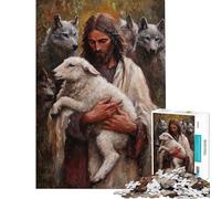 Adults 1000 Piece Jigsaw Puzzle Jesus And The Lamb Jigsaw 1000 Pieces Educational Games Secret Santa Gifts Staycation Kill Time (Size 50x75cm)