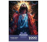 Adults 1000 Piece Jigsaw Puzzle Jesus in Paint Splatter Puzzles for Adults Fun Games Perfect Decoration Parent-child Interaction 52x38cm/1000pcs