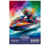 Adults 1000 Piece Jigsaw Puzzle Jet Ski Watercolor Art Jigsaws for Adults Brain Teaser Game But Fun And Humorous Difficult And Challenge 52x38cm/1000pcs
