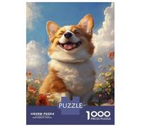 Adults 1000 Piece Jigsaw Puzzle Joyful Corgi in Bloom Jigsaw for Adults Brain Teaser Game Staycation Kill Time Parent-child Interaction 70x50cm/1000pcs
