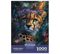 Adults 1000 Piece Jigsaw Puzzle Jungle Majesty Cheetah's Glow Jigsaw for Adults Brain Teaser Game Staycation Kill Time Parent-child Interaction 70x50cm/1000pcs