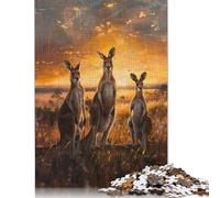 Adults 1000 Piece Jigsaw Puzzle Kangaroos Sunset Painting Wooden Puzzles Brain Teaser Puzzles For Adults 1000pcs (75x50cm)