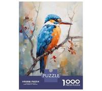 Adults 1000 Piece Jigsaw Puzzle Kingfisher Bird Painting Artwork-1 Adult Jigsaw Puzzle Anti-Stress Toys Birthday Present Parent-child Interaction 38x26cm/1000pcs