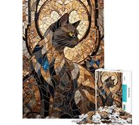Adults 1000 Piece Jigsaw Puzzle Kintsugi Black Cat Jigsaws for Adults Fun Games Analysis And Logic Parent-child Interaction (Size 38x26cm)
