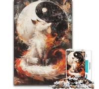 Adults 1000 Piece Jigsaw Puzzle Kitsune And Yin Yang Improve Memory Practical Game for And from 14 Years And over 38x52cm