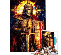 Adults 1000 Piece Jigsaw Puzzle Knight in Shining Armor with Sword Jigsaw for Adults Family Games Staycation Kill Time Difficult And Challenge (Size 50x75cm)