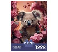 Adults 1000 Piece Jigsaw Puzzle Koala with Pink Flowers Puzzle for Adults Relax Games But Fun And Humorous Difficult And Challenge 52x38cm/1000pcs
