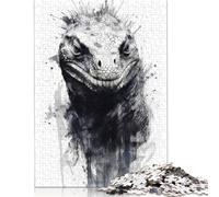 Adults 1000 Piece Jigsaw Puzzle Komodo Dragon Black Ink Wooden Puzzle Adult Jigsaw Puzzle Brain Teaser Game 1000pcs (75x50cm)