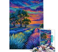 Adults 1000 Piece Jigsaw Puzzle Lavender Field at Sunset Painting Jigsaw Family Game Staycation Kill Time Unique Gifts for Birthday And Christmas (Size 38x52cm)