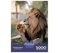 Adults 1000 Piece Jigsaw Puzzle Lion Sipping A Beer Puzzles for Adults Toy Wall Decor Difficult Hard Difficult And Challenge 52x38cm/1000pcs