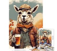 Adults 1000 Piece Jigsaw Puzzle Llama Drinking A Beer Jigsaw 1000 Pieces Educational Games Great Gifts for Games Suitable for Couples (38x26cm)