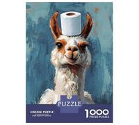 Adults 1000 Piece Jigsaw Puzzle Llama with Toilet Paper Hat Jigsaw Puzzle Brain Teaser Game Wall Art Unique Gifts for Birthday And Christmas 70x50cm/1000pcs