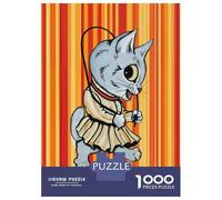 Adults 1000 Piece Jigsaw Puzzle Louis Wain Cat in Dress with Jump Rope Jigsaw Puzzle Brain Teaser Game Wall Art Unique Gifts for Birthday And Christmas 38x26cm/1000pcs