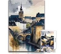 Adults 1000 Piece Jigsaw Puzzle Luxembourg Watercolor Unique Challenge Game Hand Speed Race Educational Toy Size 38x52cm