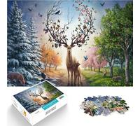 Adults 1000 Piece Jigsaw Puzzle Magic deer that changes the seasons Familienaktivität Wichtelgeschenke52x38cm