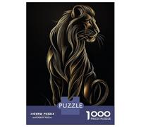 Adults 1000 Piece Jigsaw Puzzle Majestic Gold Lion Profile Puzzles for Adults Brain Teaser Game Perfect Decoration Birthday And Unique Gifts 70x50cm/1000pcs