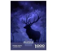 Adults 1000 Piece Jigsaw Puzzle Majestic Stag in A Starry Night Puzzles for Adults Brain Teaser Game Perfect Decoration Birthday And Unique Gifts 52x38cm/1000pcs