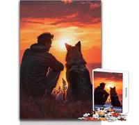 Adults 1000 Piece Jigsaw Puzzle Man And Dogs Friendship Ideal for Cozy Downtime Fine Precision Die Cut Play Toy Size 38x26cm