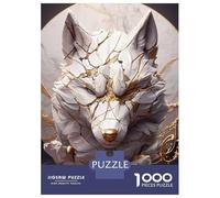 Adults 1000 Piece Jigsaw Puzzle Marble Wolf Head with Gold Accents Jigsaw for Adults Brain Teaser Game Staycation Kill Time Parent-child Interaction 38x26cm/1000pcs