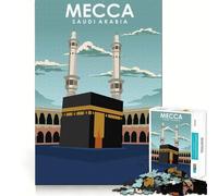Adults 1000 Piece Jigsaw Puzzle Mecca Saudi Aradbia Art Premium Cut Play Brain Teasing Play Idle Fun Time Xmas Art Display (50x75cm)