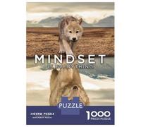 Adults 1000 Piece Jigsaw Puzzle Mindset Is Everything Wolf Jigsaw Puzzle Brain Teaser Game Presents for Women Difficult And Challenge 52x38cm/1000pcs