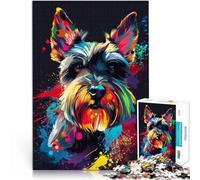 Adults 1000 Piece Jigsaw Puzzle Miniature Schnauzer DJ Neon Family Fun Puzzle 26x38cm Artists Collection Fine Art for 14 year olds