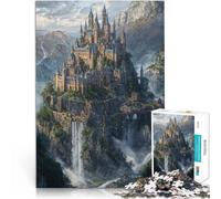 Adults 1000 Piece Jigsaw Puzzle Misty Mountain Citadel Lernspiele DIY Spielzeug mit passendem Poster und Quizblatt52x38cm