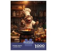 Adults 1000 Piece Jigsaw Puzzle Monkey Cooking Kitchen Puzzles for Adults Brain Teaser Game Perfect Decoration Birthday And Unique Gifts 52x38cm/1000pcs