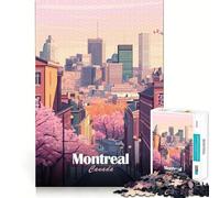 Adults 1000 Piece Jigsaw Puzzle Montreal Canada Cityscape with Cherry Blossoms Smooth Cut Art Smart Brain Activity Leisure Time Fun Xmas Decor Gift (38x52cm)