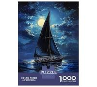 Adults 1000 Piece Jigsaw Puzzle Moonlit Sail Voyage -3 Jigsaw Puzzle Brain Teaser Game Wall Art Unique Gifts for Birthday And Christmas 52x38cm/1000pcs