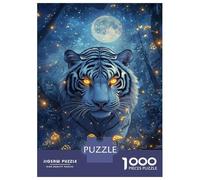 Adults 1000 Piece Jigsaw Puzzle Moonlit Tiger's Glow Jigsaws for Adults Relaxing Games Stress Reliever Parent-child Interaction 38x26cm/1000pcs