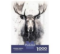 Adults 1000 Piece Jigsaw Puzzle Moose Beauty Black Ink Puzzles for Adults Fun Games Perfect Decoration Parent-child Interaction 70x50cm/1000pcs