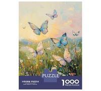Adults 1000 Piece Jigsaw Puzzle Morning Whispers Butterfly Meadow at Sunrise Jigsaw Puzzle Brain Teaser Game Presents for Women Difficult And Challenge 52x38cm/1000pcs
