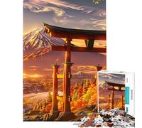 Adults 1000 Piece Jigsaw Puzzle Mount Fuji Torii Gate Help The Brain Exercise Family Activities Educational Games Suitable for Ages 14 And Up (38x26cm)