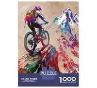 Adults 1000 Piece Jigsaw Puzzle Mountain Biking Watercolor Jigsaws for Adults Brain Teaser Game But Fun And Humorous Difficult And Challenge 38x26cm/1000pcs