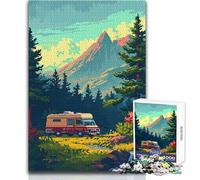 Adults 1000 Piece Jigsaw Puzzle Mountain Camp Pixel Art Toys Educational Games Perfect Decoration Gifts Ideas Size 38x26cm