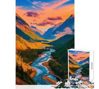 Adults 1000 Piece Jigsaw Puzzle Mountain River Sunset DIY Toys Secret Santa Gifts Practical Game Improving Love between Couples Size 38x52cm