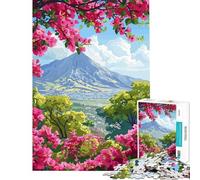 Adults 1000 Piece Jigsaw Puzzle Mountain View with Flowers Jigsaws for Adults Fun Games Analysis And Logic Parent-child Interaction (Size 38x26cm)