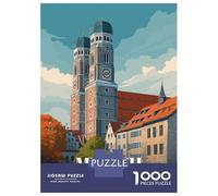 Adults 1000 Piece Jigsaw Puzzle Munich Germany Travel Jigsaw for Adults Brain Teaser Game Staycation Kill Time Parent-child Interaction 38x26cm/1000pcs