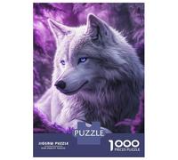 Adults 1000 Piece Jigsaw Puzzle Mystic Wolf in Purple Forest Jigsaw for Adults Brain Teaser Game Staycation Kill Time Parent-child Interaction 70x50cm/1000pcs