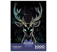 Adults 1000 Piece Jigsaw Puzzle Mystical Deer with Glowing Antlers Jigsaw Puzzle Brain Teaser Game Wall Art Unique Gifts for Birthday And Christmas 38x26cm/1000pcs